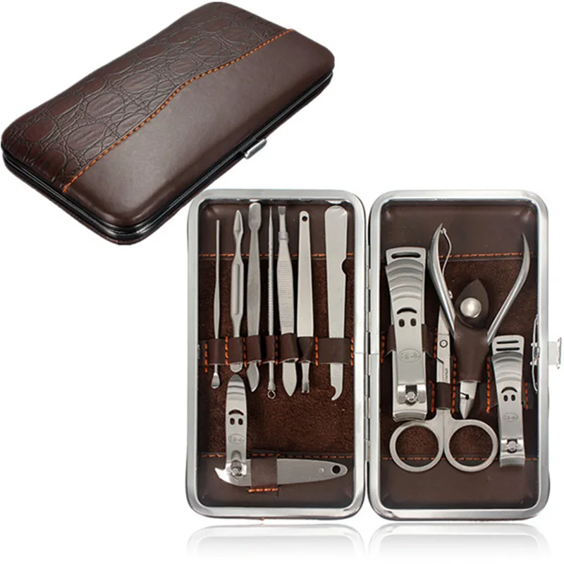 

12Pcs Nail Care Cutter Cuticle Clipper Pusher Manicure Pedicure Travel Scissors Clippers Earpick Grooming Kit Set