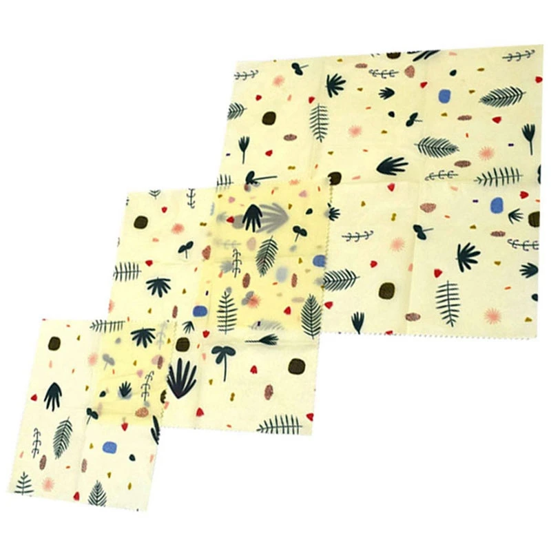 3Pcs Beeswax Food Wrap Fresh Cloth Instead Of Cling Film Free Packaging Reusable Grade For Sandwich Snack Fruit Chee | Дом и сад