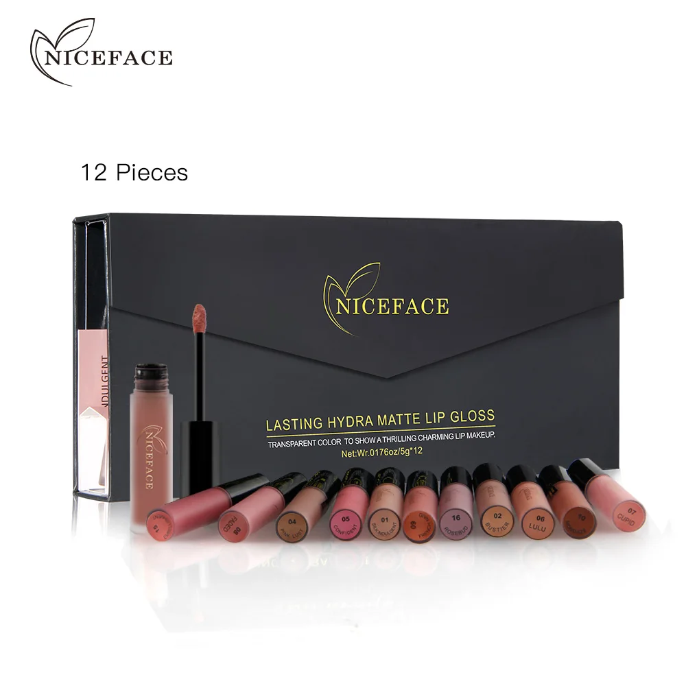 Niceface 12 цветов водостойкий матовый бриллиантовый Гладкий Блеск для губ