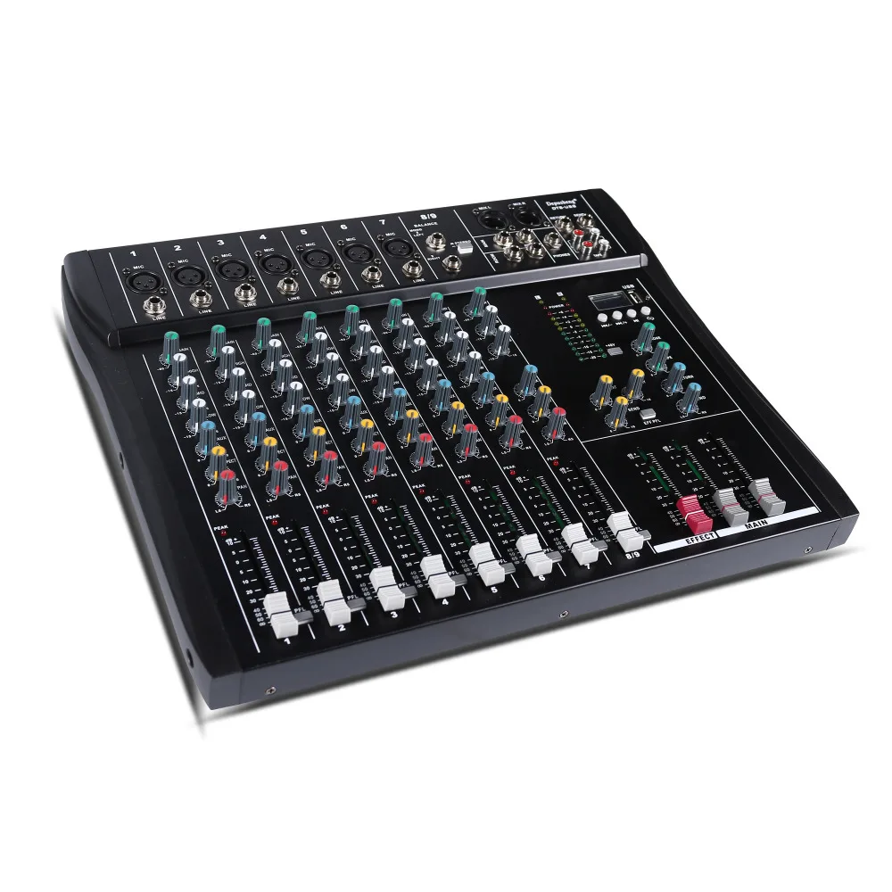 Профессиональный 8-канальный сетевой видеорегистратор djmixer консоли 48V phantom блок питания с флэш-диск MP3 плеер для студийной съемки с изображением эффект реверберации