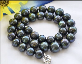 

shipping>>>>Big 13mm ROUND BLACK Freshwater cultured PEARL NECKLACE 17inch