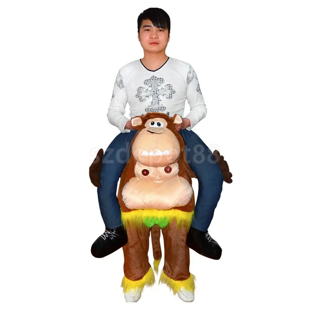 Gorilla Monkey Back Shoulder Carry on Fancy Dress Halloween Christmas Birthday Party Outfit Ride On Suit