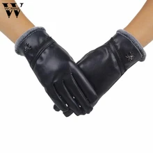 Перчатки Зимние Модные женские зимние теплые кожаные для вождения Мягкие льняные перчатки рукавицы oc13