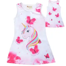 High Quality Unicorn Dress Baby Girls Summer Sleeveless Butterfly Kids Princess Dress For Birthday Christmas Dresses Clothes