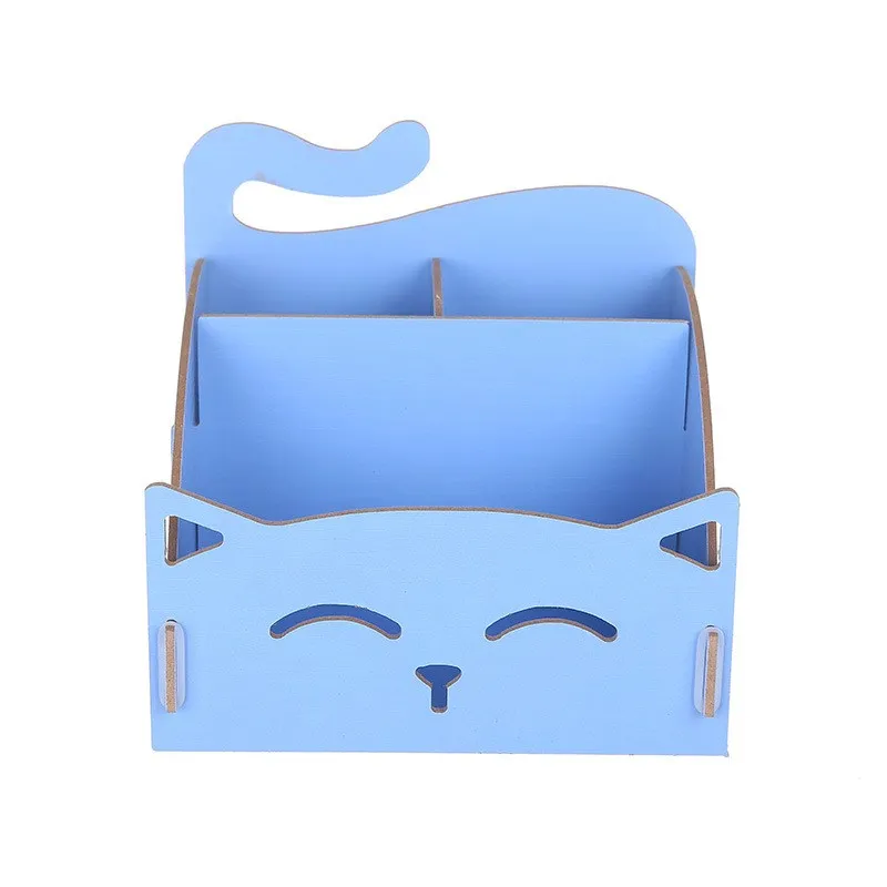 

1 PC Cute cat pen holders Multifunctional storage Wooden Stationery Holders office organizer School supplies