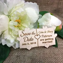 Пользовательские головоломки Сердце сохранить дату магнит набор, дерево сохранить дату, свадьба сохранить дату, свадебные аксессуары, выгравированные магниты