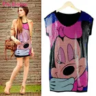 Save 1.25 on Summer Dress Women 2017 New Style Plus Size 3XL 4XL Large Casual Sleeveless Girls Sequin Dress Mini Vestidos Black Red LS001