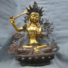 Xd 001194 2" Китай Тибет Тибетский Буддизм Бодхисаттвы Манджушри Будда Бронзовая Статуя