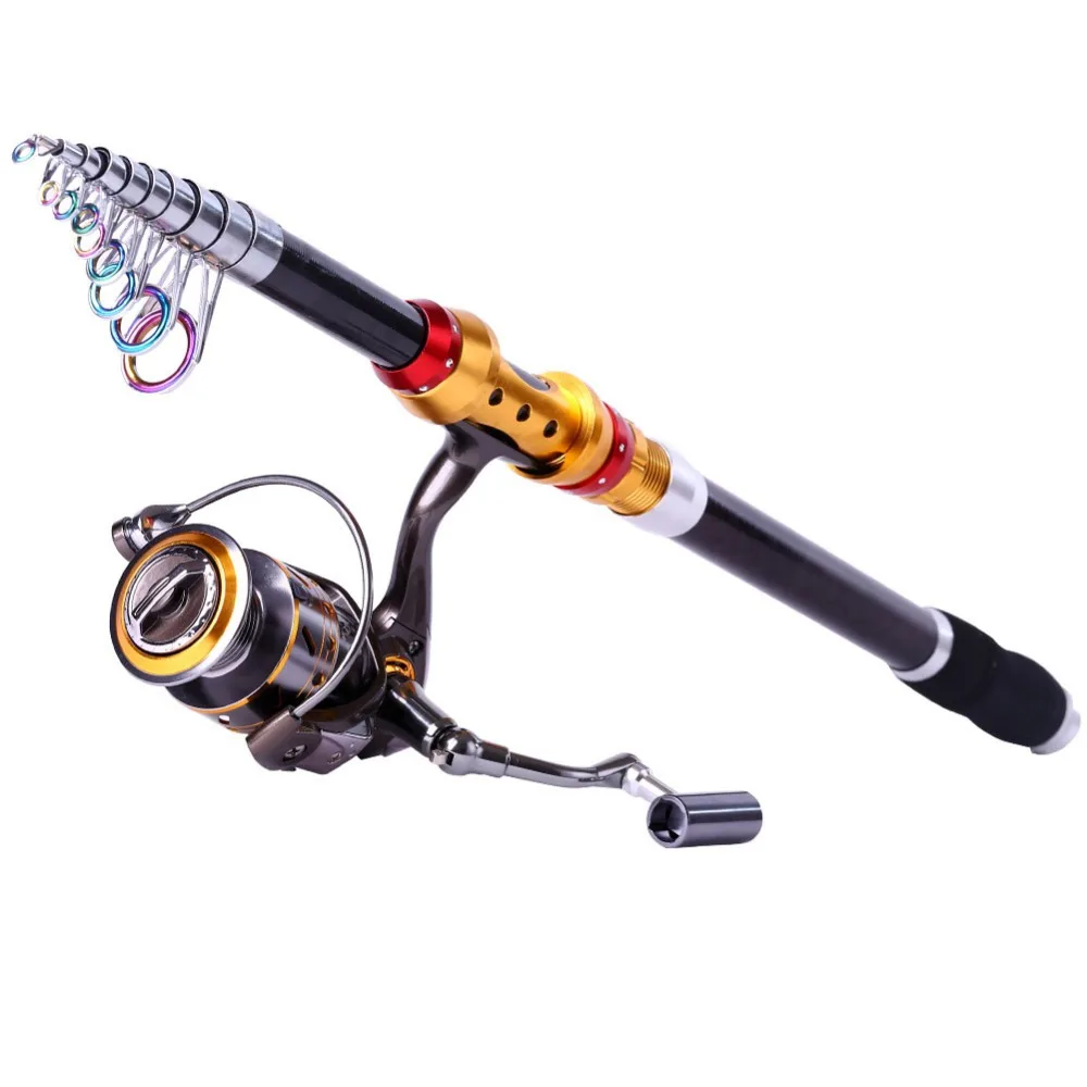 Carbon Saltwater Spinning Travel Portable Fishing Rod with Reel Combos