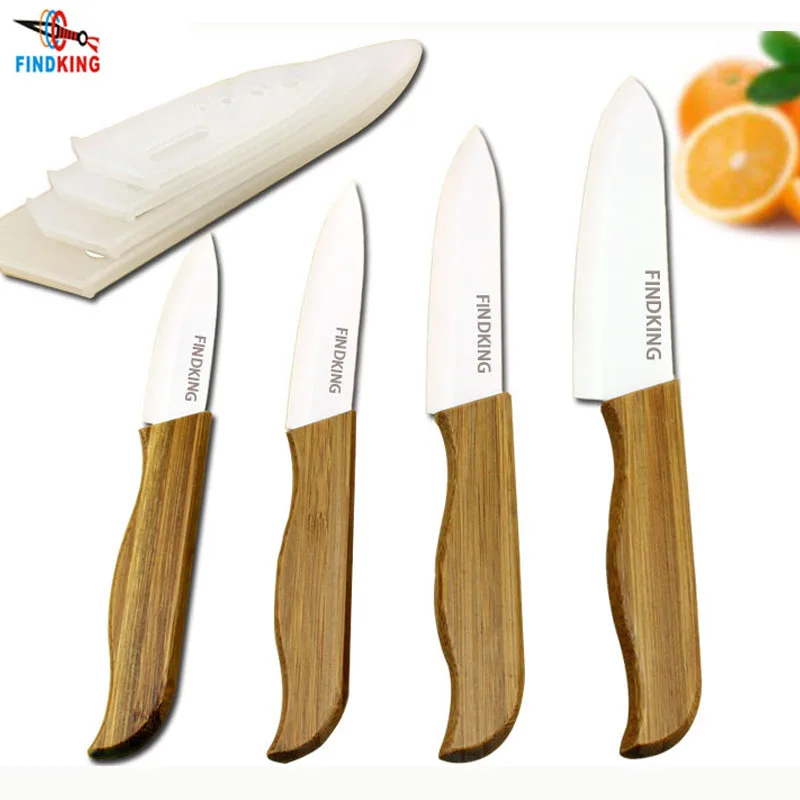 Baratos FINDKING marca superior mango de bambú blanco hoja de cuchillo de cerámica de herramientas de Cocina 3 \