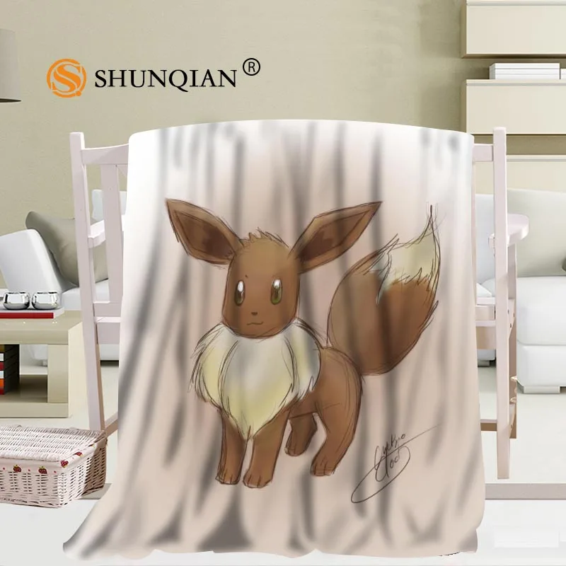 Пользовательские Eevee(Покемон) одеяла из фланелевой ткани 56x80 дюймов 50X60 дюймов 40X50 дюймов диван кровать плед ребенок взрослый теплое одеяло - Цвет: Blanket