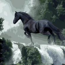 Бескаркасная картина по номерам краска по номерам для домашнего декора ПБН для гостиной 4050 лошадь