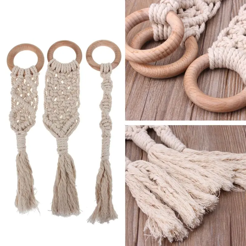 

2019 New Baby Teether Crochet Wood Rring Rattle Food Grade Wooden Teether Baby Products DIY Crafts Teething Toys #415