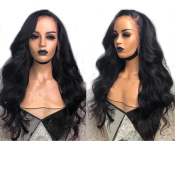 

LUFFYHAIR Pre Plucked 13x6 Lace Frontal Wig Wavy Long Peruvian Remy Human Hair Glueless Lace Front Wig 180% Full Density