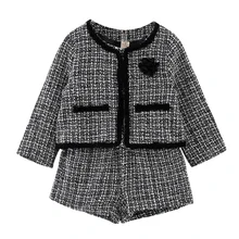 Детские комплекты для девочек, детская одежда г. Новая Осенняя куртка высокого качества с мелким ароматом+ шорты, одежда для девочек из 2 предметов