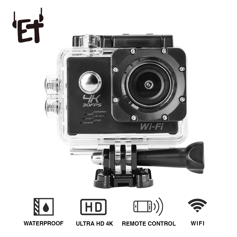 

ET H9 Ultra HD 4K Camera 170 Degree Wide Angle Wifi Camera Waterproof Camera 2.0 Inch Screen Professional Sport Camcorder Cam