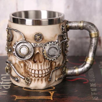 

Personalized 3d Skull Robot Mug Cool Viking Skeleton Design Coffee Beer Tea Cup for Home Bar Party Gift for Men Beer Mugs