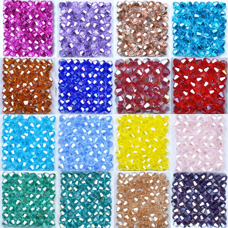 

Top quality 4mm 100pcs/lot crystal beads jewelry beads bicone beads plated AB glass beads for bracelet necklace Jewelry Making
