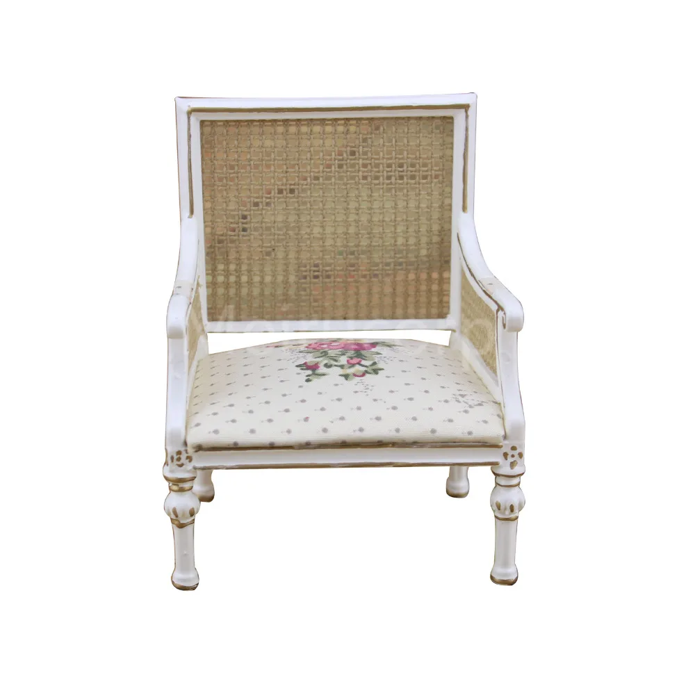 

Dollhouse mini furniture 1/12 scale white hand-made Backrest armchair