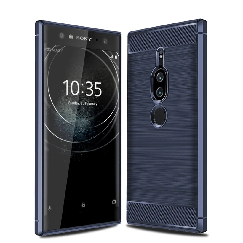 Углеродное волокно чехол для sony Xperia XA1 ультра XZ1 XA2 XA3 XZ2 компактный XZ3 XZ4 L1 L2 L3 XA4 XZ5 2 20 10 Plus чехол силиконовый чехол - Цвет: Blue 005