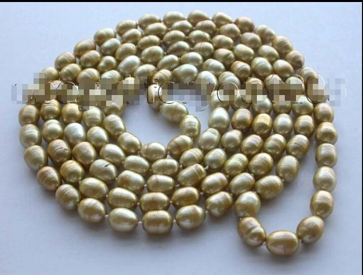 

XHN67R Free shipping >>>>>>63" Longest Genuine Natural 12mm Champagne Rice Pearl necklace!