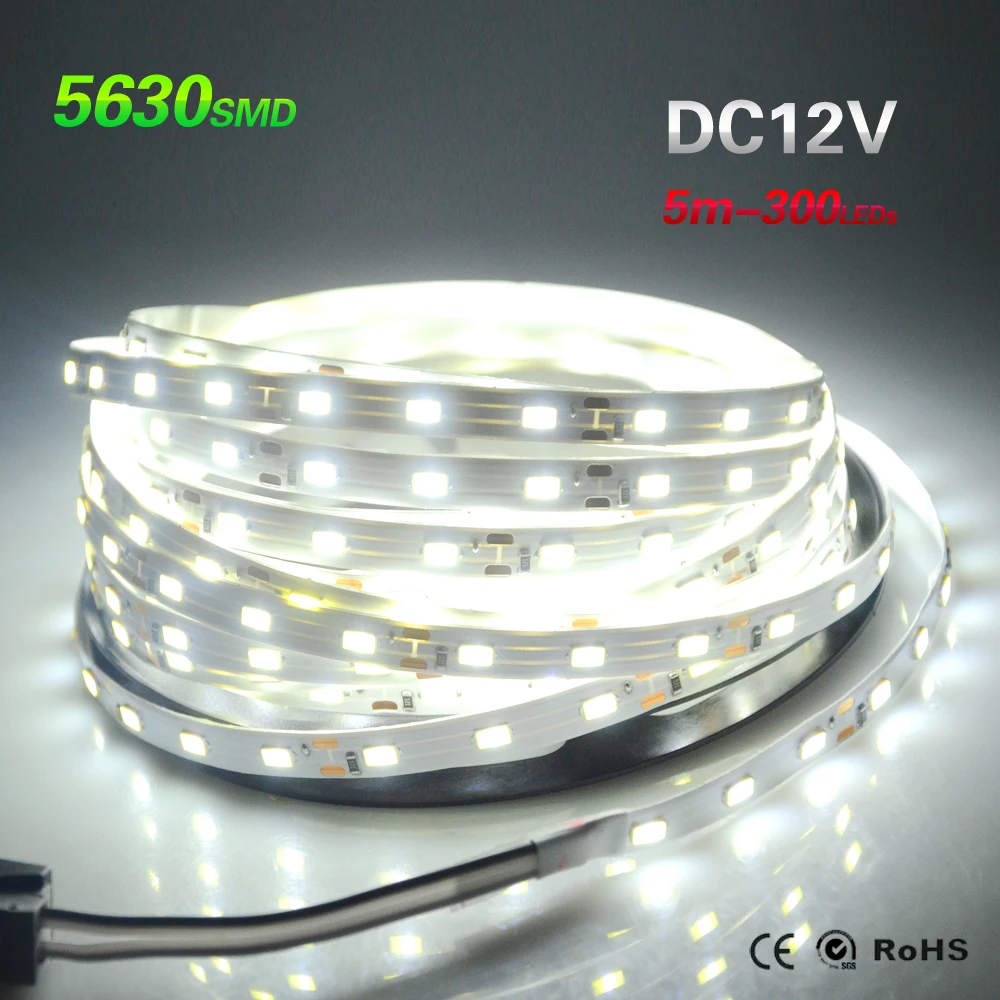 5 м белый/теплый белый 5630 SMD неводостойкая 300 Светодиодная ленсветильник в