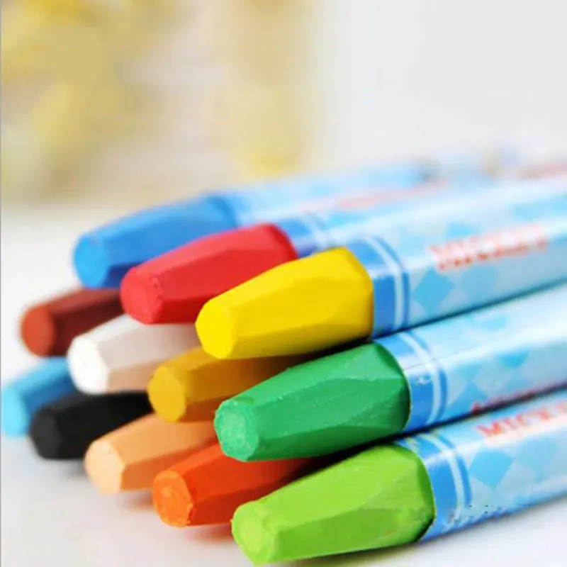 12 Colors Crayon Washed Oil Painting Stick Eraseable Plastic Crayon