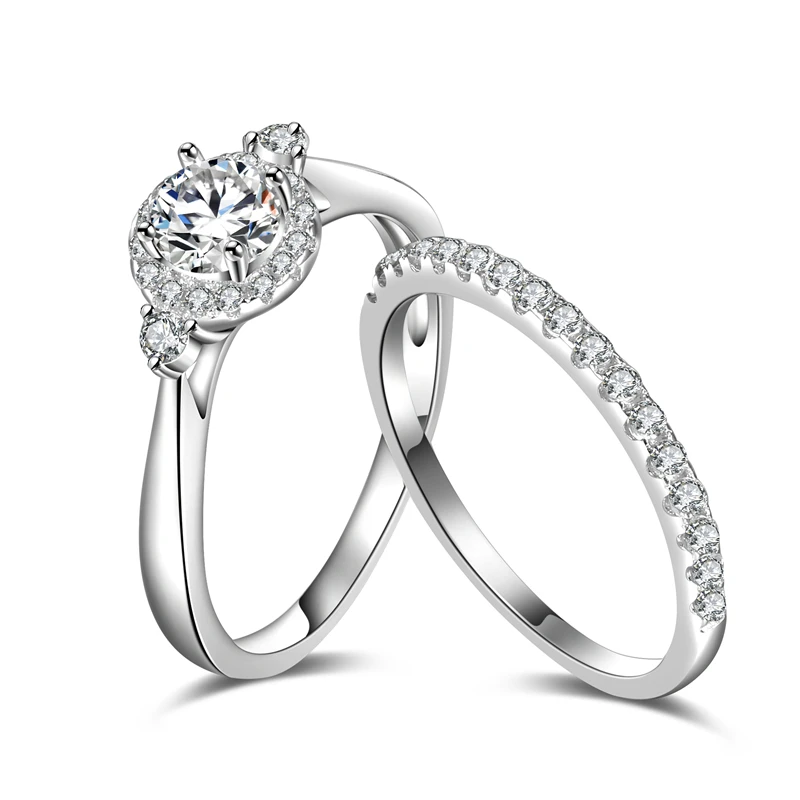 Romad Fashion Silver Women Wedding Rings Clear Cubic Zirconia Couple Rings Set For Women Men Engagement Jewelry Dropship Z3