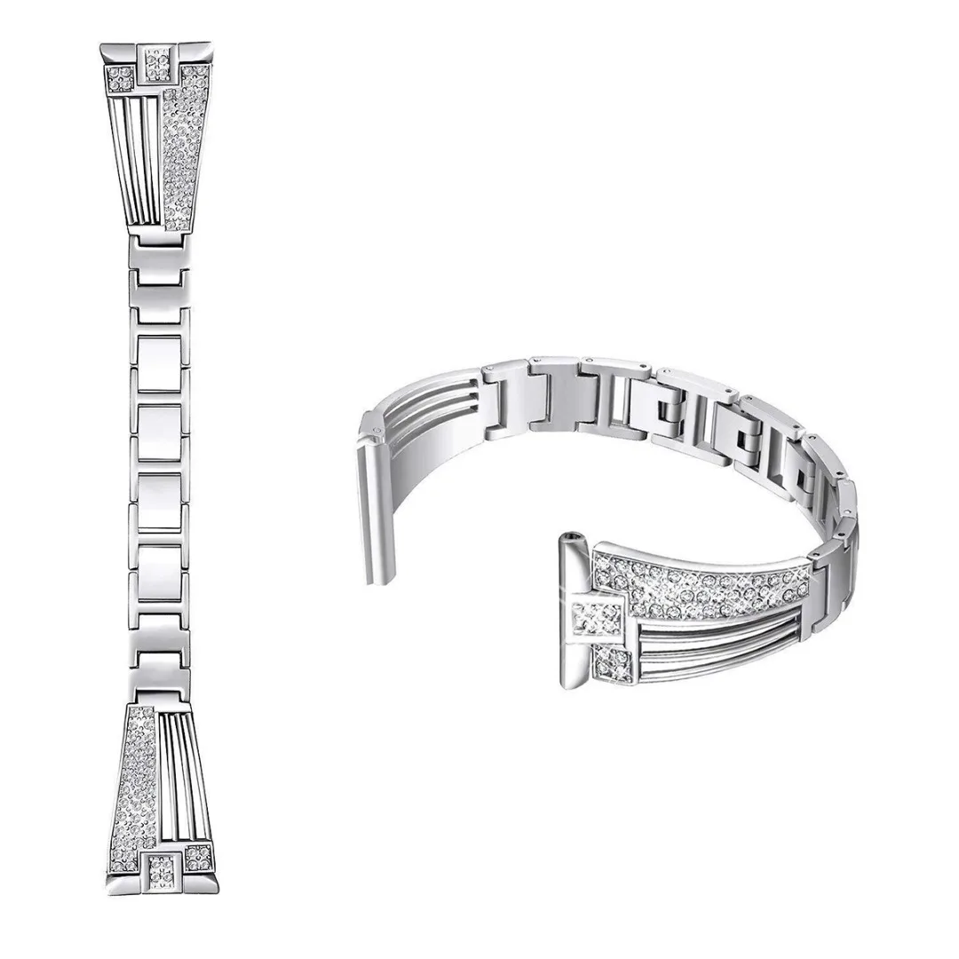 High Quality Replacement Wrist Watch Band For Fitbit Versa Rhinestone Stainless Steel Strap Metal Wristbands