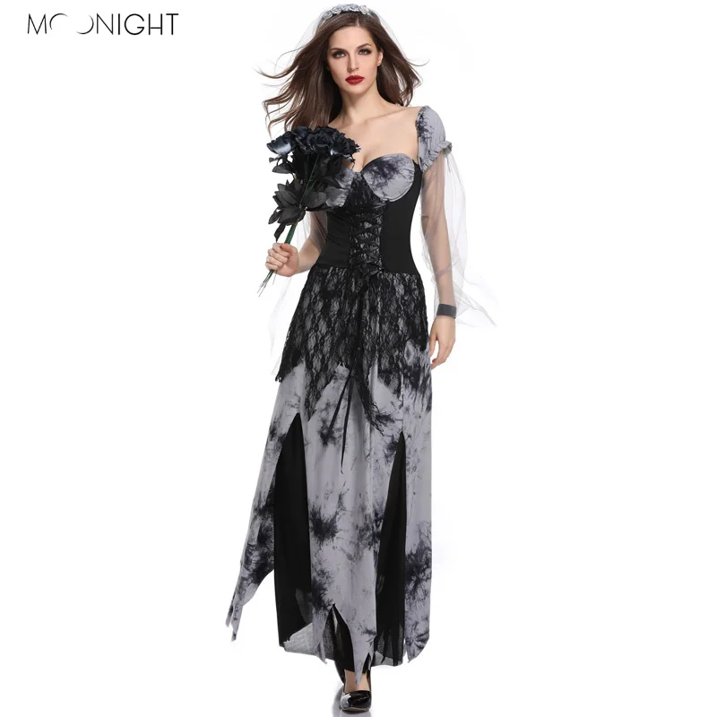 MOONIGHT Halloween Costume For Women Ghost Bride Dress Scary Costume