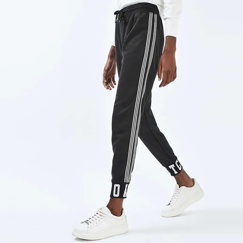 

Mermaid Curve Women sport slacks Drawstring Sweatpants White stripe Loose Gym running Cotton Full Length Jogging Pants for women