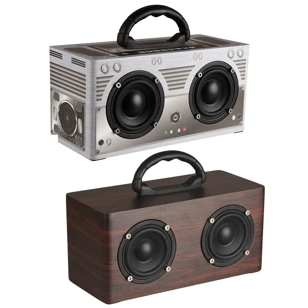 

W9 Retro Wooden Bluetooth Speaker Portable Multi-Functional Outdoor Home Hip-Hop Street Dance Double Speaker Audio Subwoofer