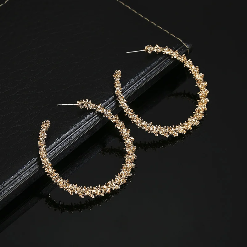 Роскошные серебряные золотые серьги-кольца в стиле барокко для женщин, большая крупная круглая серьга в форме C, модные ювелирные изделия - Окраска металла: Gold