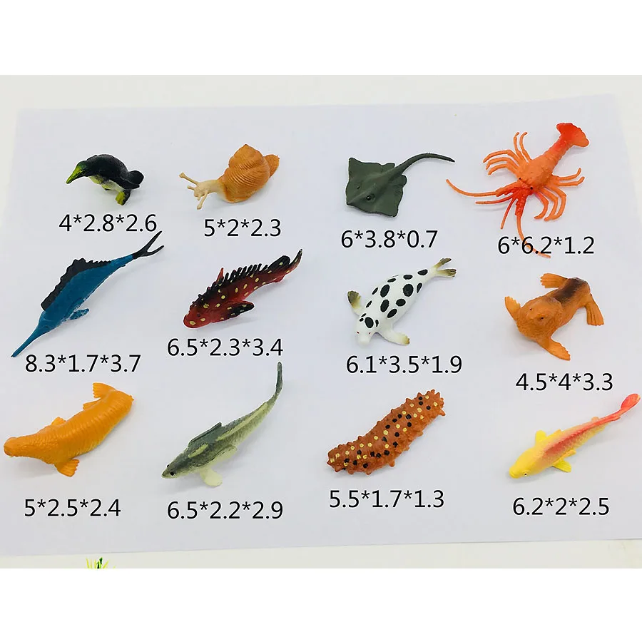 Подводные глубоководные создания тропическая рыба, Акула экшн-фигурки животных морские создания Развивающие игрушки для детей-разные стили - Цвет: Sea Creature A 12pcs