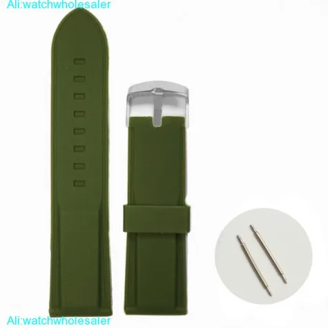 22mm Army Green  Silicone Jelly Rubber Ladies Men Watch Band Straps WB1054P22JB