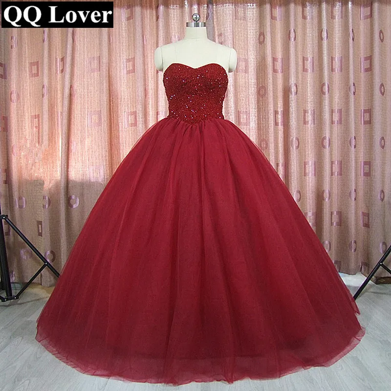 QQ Lover 2019 Bourgogne Robe De mariée бальное платье свадебное платье Bling Свадебные бальное платье свадебное платье на заказ Vestido De Noiva