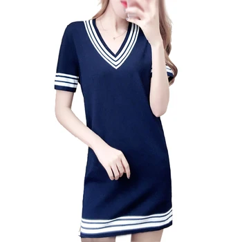 

Maternity Summer Nursing Knit Dress Breastfeeding Dresses for Pregnant Women Causal Fashion Stripes V-neck Long T shirts Clothes