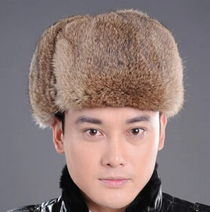 Модная зимняя Толстая Теплая мужская шапка, высокое качество, настоящий мех кролика, шапка для защиты ушей, персональная меховая шапка lei feng для мужчин - Цвет: yellow L