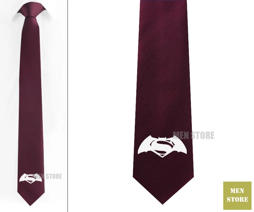 Бэтмен против символ Супермена Мужской Жаккардовый тканый облегающий узкий 2," галстук 6 см Галстук Свадебная вечеринка галстук для жениха запонки LK053M - Цвет: Dark Red tie-White