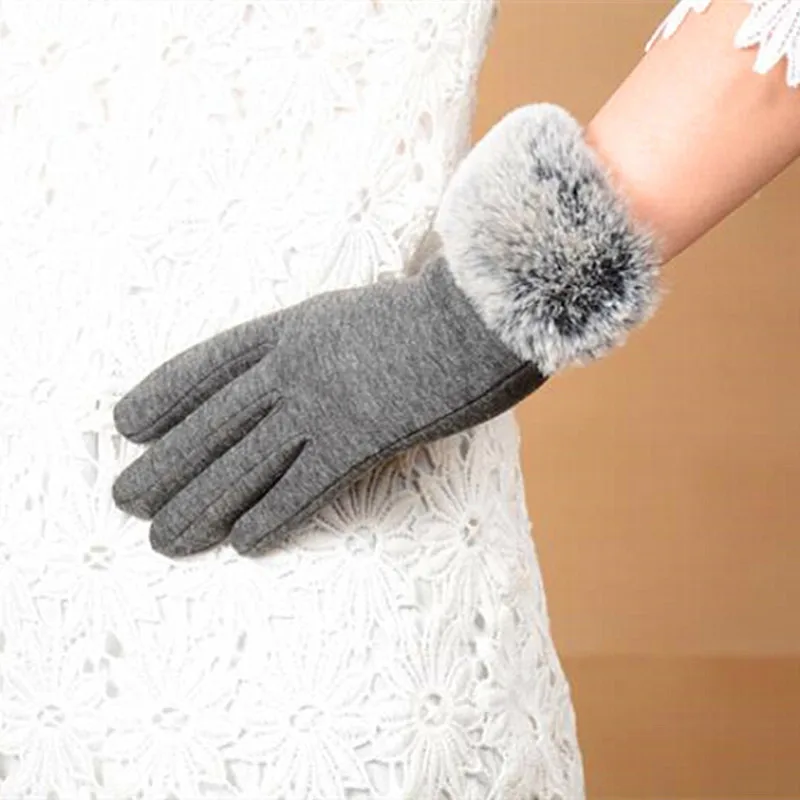 Winter Season New Women Fluff Gloves Fashion Soft Warm Phone Screen