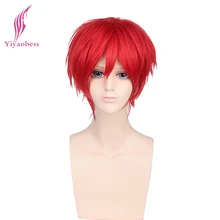Yiyaobess синтетический короткий волнистый Красный Серебряный серый светильник Золотой Желтый Зеленый Розовый Фиолетовый Оранжевый Белый Универсальный косплей парик челка