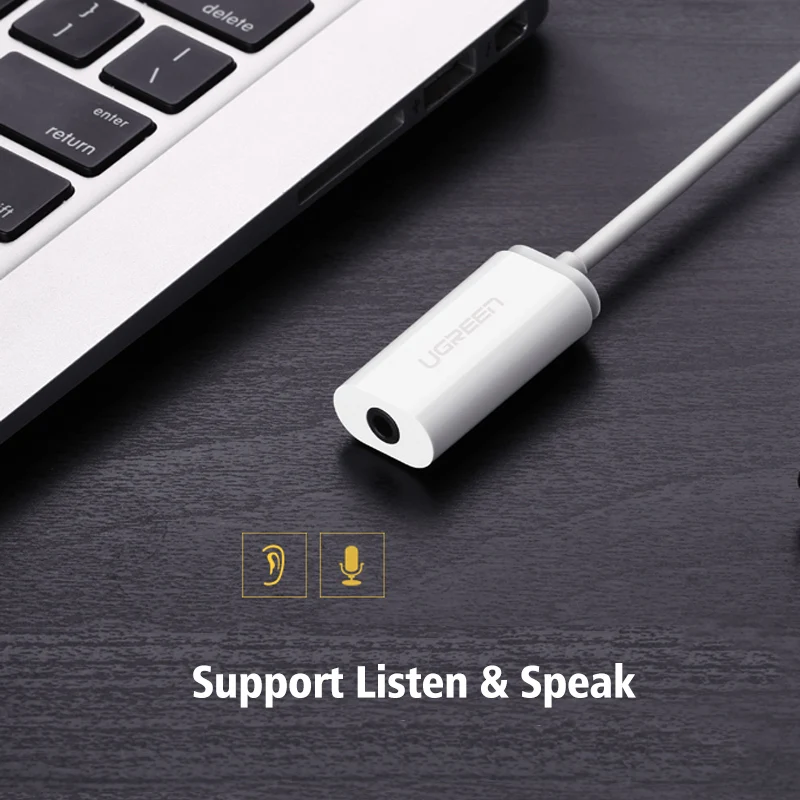 Ugreen External USB Audio Sound Card Mic Adapter Speaker 3 5mm Jack Stereo Audio Cable Headset for PS4 Laptop Computer Headphone