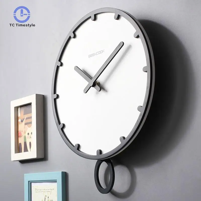 

Wall Clock Swing Largemodern Design 3d Vintage Frameless Wall Clocks Living Room Craft Set Wooden White 12 Inch Watches