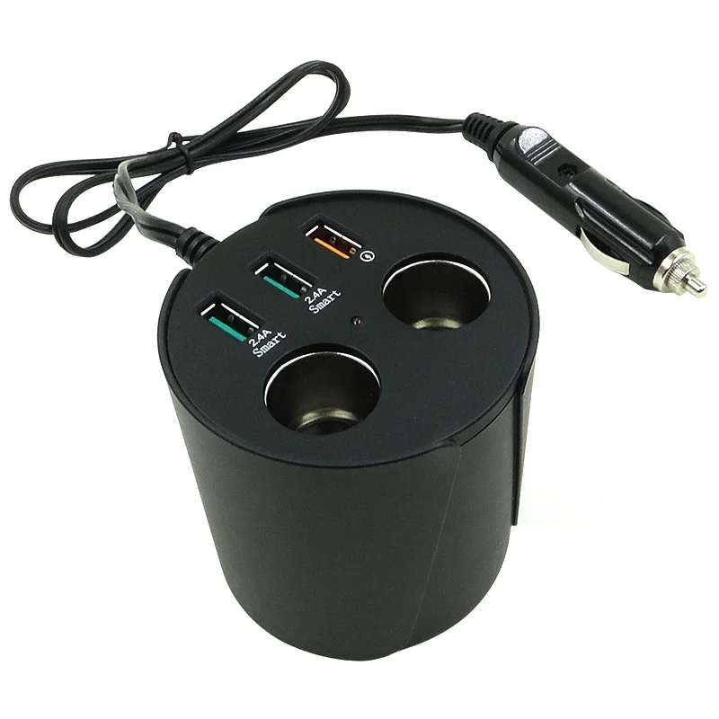 Segsi Cup Car Charger 3 USB Car Charger Output 2 4A Quick Charge 3 0 Cigarette