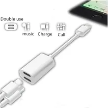 Фотография WISDOM  2 in 1 For Lightning to Audio Converter For iPhone 7 8 Plus Splitter Earphone Jack Aux Cable USB Adapter For iPhone 7 8