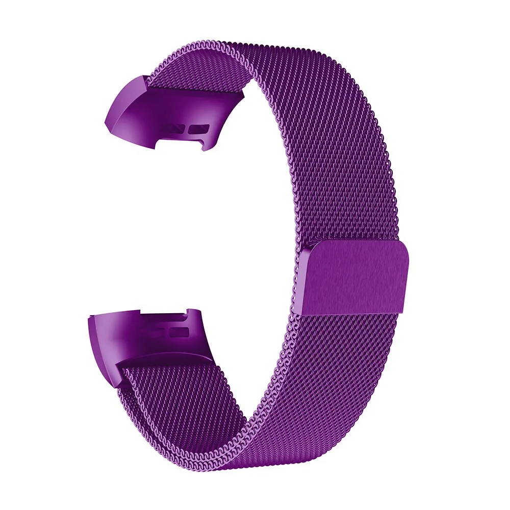 HeroIand металлический ремешок из нержавеющей стали для Fitbit Charge 3 Band Миланская петля Магнитный Fitbit charge3 ремешок умный Браслет для женщин и мужчин - Цвет: Purple