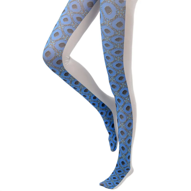 

unique blue geometric pattern stockings Japanese cosply Lolita Tights High-quality Silk stockings shaping leggin 1order=1pc