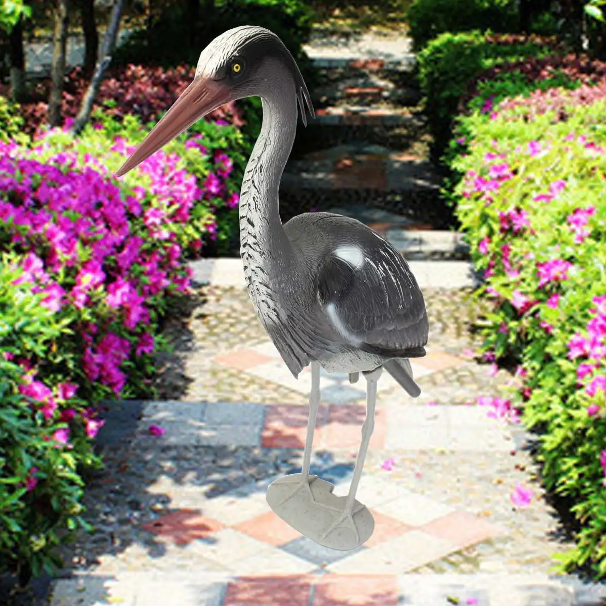 KiWarm Large Decoy Heron Egret Sculptures Garden Ornaments Bird Scarer Fish Pond Koi Carp Protect Garden Crafts