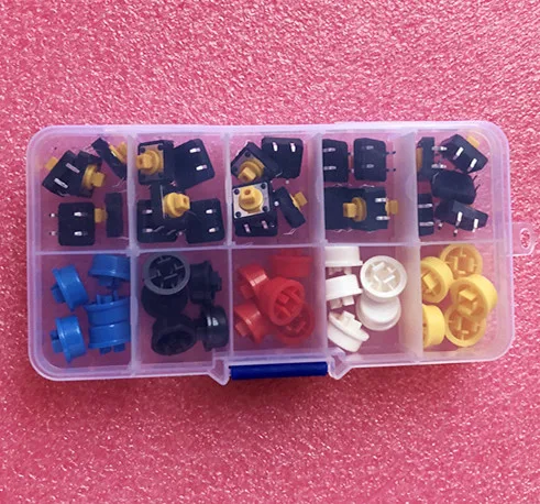 

25PCS Tactile Momentary 12*12*7.3MM Micro switch button + 25PCS Tact Cap(5 colors) for