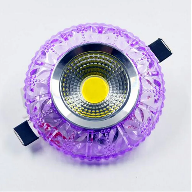 COB LED Downlight Colorful Panel Light RGB 3W 110V 220V Recessed Lamp Fixture Halogen Lamp Decoration Purple Spot light led downlight ceiling lamps